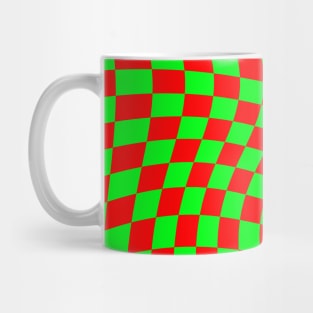 Twisted Checkered Square Pattern - Green & Red Mug